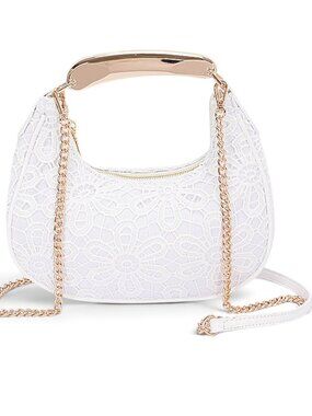 BNWT Flower Lace Gold Top Handle Convertible Clutch Bag Garden Party Bag